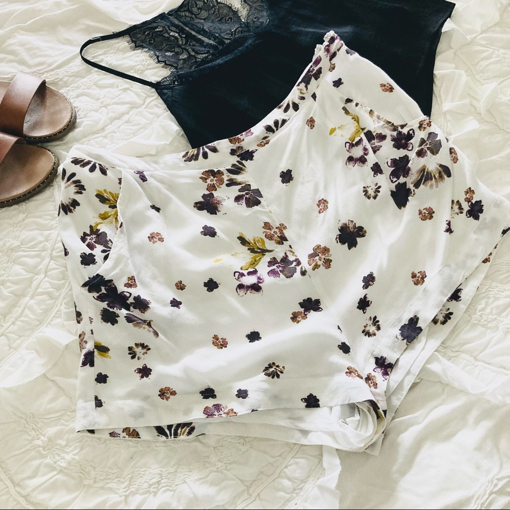 FP White Floral Shorts